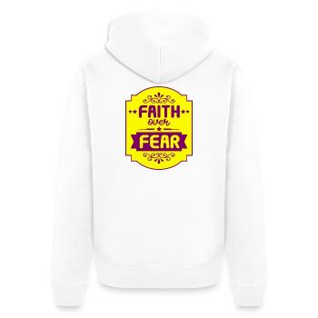 Religion Texte de motivation La foi sur la peur T-Shirt - Veste à capuche bio Premium Unisexe - blanc - Dos - Thijin (182cm)