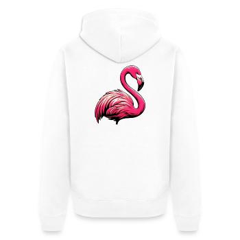 Flamingo - Unisex Premium Bio Zip Hoodie - Weiß - Hinten - Thijin (182cm)