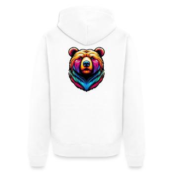 Bear - Unisex Premium Organic Zip Hoodie - white - Back - Thijin (182cm)
