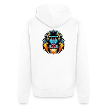 Mandrill-Affe - Unisex Premium Bio Zip Hoodie - Weiß - Hinten - Thijin (182cm)