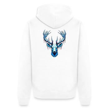 Eishirsch - Unisex Premium Bio Zip Hoodie - Weiß - Hinten - Thijin (182cm)