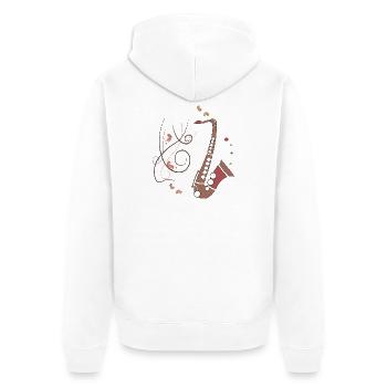 Saxophone Musical Instrument - Unisex Premium Organic Zip Hoodie - white - Back - Thijin (182cm)