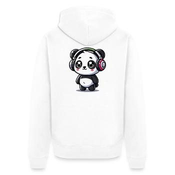 niedliches Panda Kopfhörer Motiv - Unisex Premium Bio Zip Hoodie - Weiß - Hinten - Thijin (182cm)