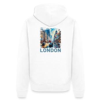 London - Unisex Premium Bio Zip Hoodie - Weiß - Hinten - Thijin (182cm)