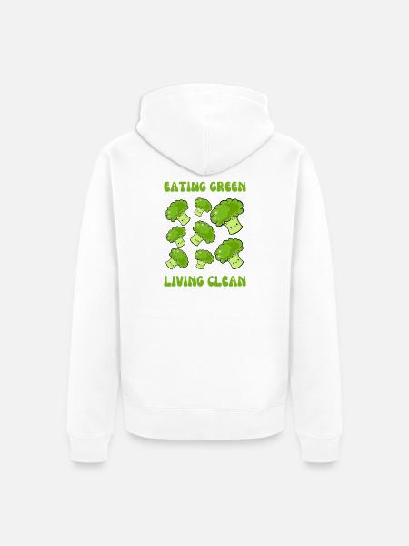 Vegetarian, eating green, living clean - Unisex Premium Organic Zip Hoodie - white