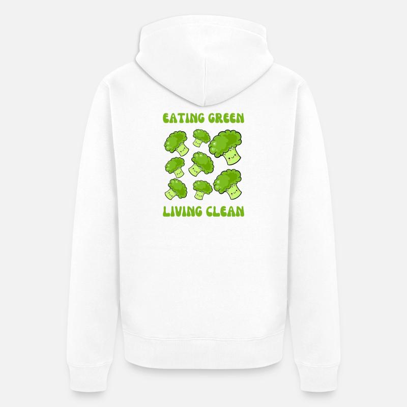 Végétarien, manger vert, vivre propre - Veste à capuche bio Premium Unisexe - blanc