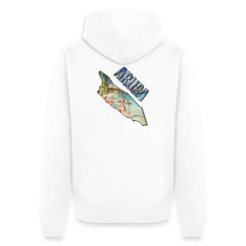 Aquarell Landkarte Aruba - Unisex Premium Bio Zip Hoodie - Weiß - Hinten - Thijin (182cm)
