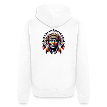 Amérindien Américain - Veste à capuche bio Premium Unisexe - blanc - Dos - Thijin (182cm)