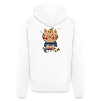 Chat écolier - Veste à capuche bio Premium Unisexe - blanc - Dos - Thijin (182cm)