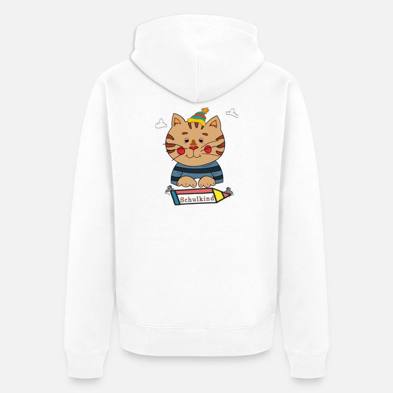 Chat écolier - Veste à capuche bio Premium Unisexe - blanc