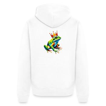 Polygone géométrique Grenouille colorée Roi Reine Art - Veste à capuche bio Premium Unisexe - blanc - Dos - Thijin (182cm)