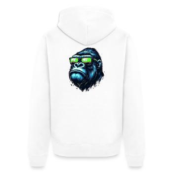 Gorillas with Sunglasses - Unisex Premium Organic Zip Hoodie - white - Back - Thijin (182cm)