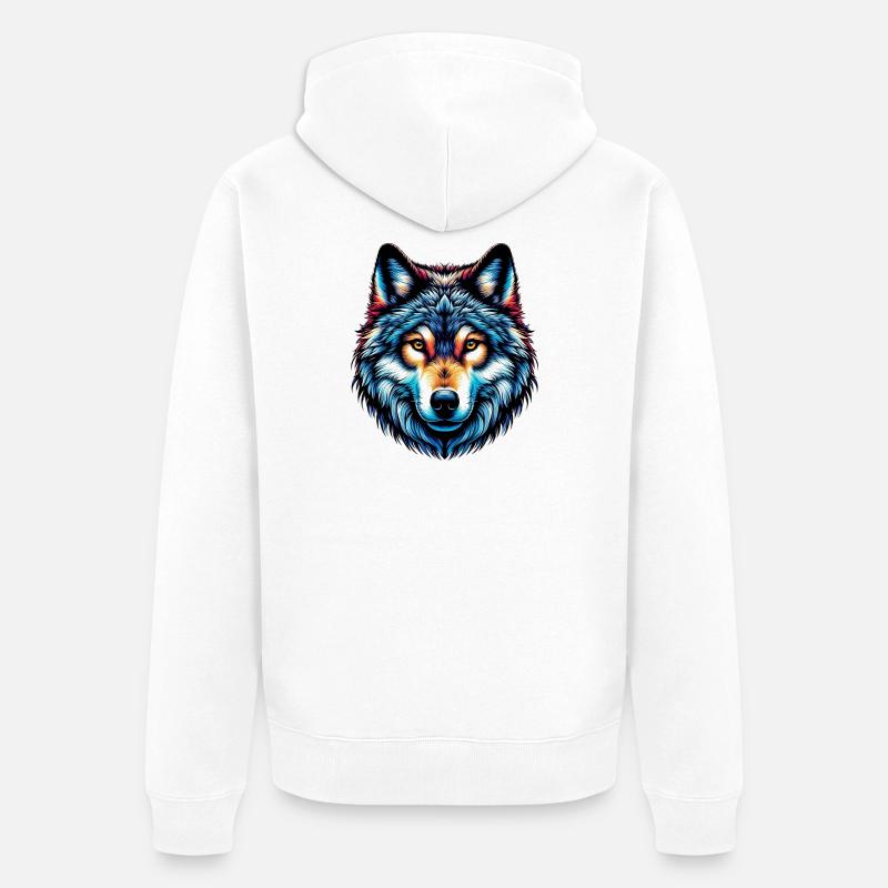 Loup - Veste à capuche bio Premium Unisexe - blanc