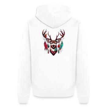 Indianer Hirsche Amerikanische Indianer - Unisex Premium Bio Zip Hoodie - Weiß - Hinten - Thijin (182cm)
