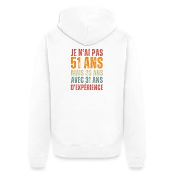 Gift for a 51st birthday - Unisex Premium Organic Zip Hoodie - white - Back - Thijin (182cm)