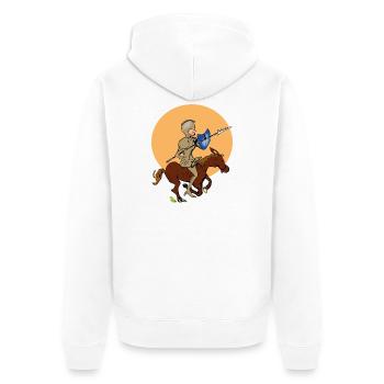 Ritter auf Pferd - Unisex Premium Bio Zip Hoodie - Weiß - Hinten - Thijin (182cm)