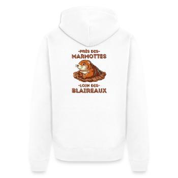 Humour marmotte randonnée - Veste à capuche bio Premium Unisexe - blanc - Dos - Thijin (182cm)