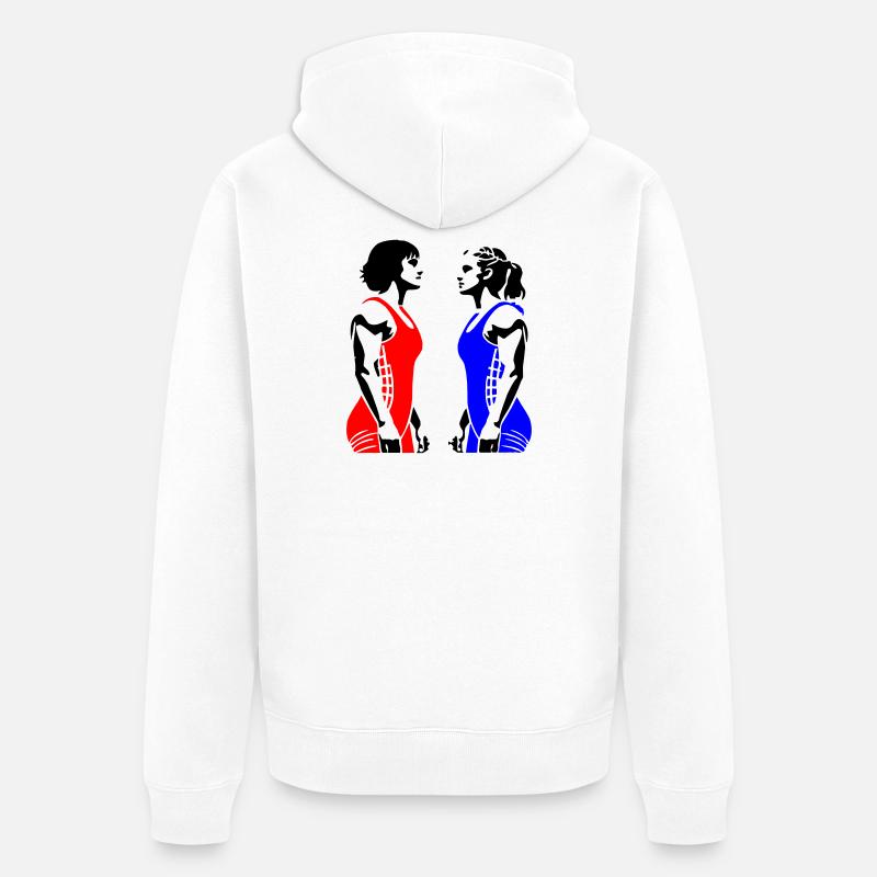 Frauen Ringen - Unisex Premium Bio Zip Hoodie - Weiß