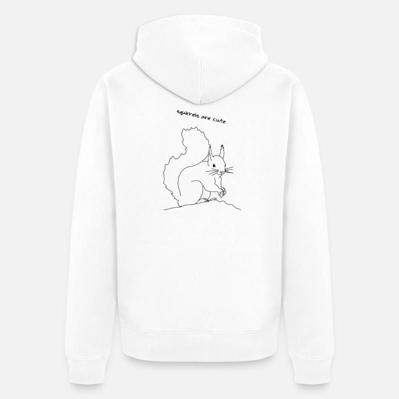 Écureuil mignon, lineart - Veste à capuche bio Premium Unisexe - blanc