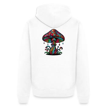 Fungo Funghi Pilze Pilze - Unisex Premium Bio Zip Hoodie - Weiß - Hinten - Thijin (182cm)