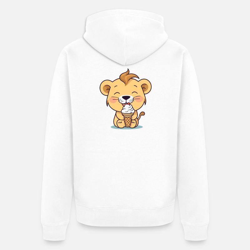Löwe isst eis - Unisex Premium Bio Zip Hoodie - Weiß