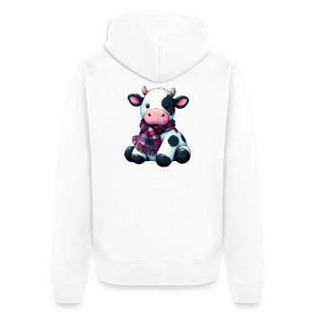 Kuh - Unisex Premium Bio Zip Hoodie - Weiß - Hinten - Thijin (182cm)