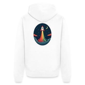 Lancé - Ne jamais regarder en arrière - Veste à capuche bio Premium Unisexe - blanc - Dos - Thijin (182cm)