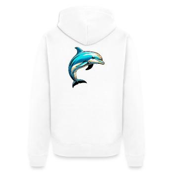 Dolphin - Unisex Premium Organic Zip Hoodie - white - Back - Thijin (182cm)
