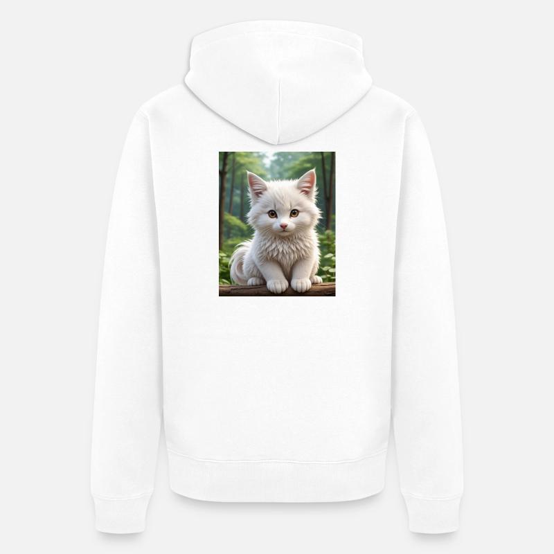 Chat mignon - Veste à capuche bio Premium Unisexe - blanc