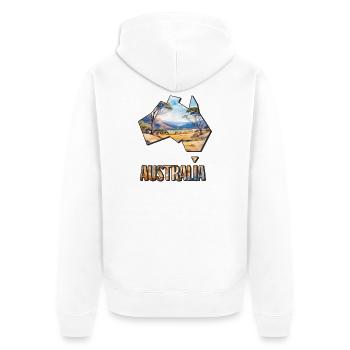 Aquarell Landkarte Australien - Unisex Premium Bio Zip Hoodie - Weiß - Hinten - Thijin (182cm)