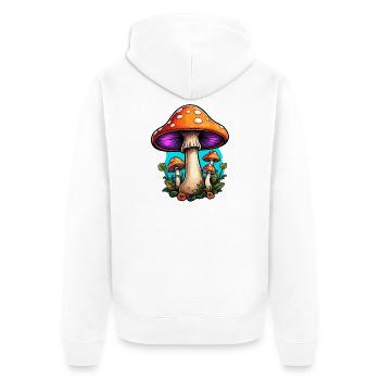 Leuchtende Waldpilze Neon - Unisex Premium Bio Zip Hoodie - Weiß - Hinten - Thijin (182cm)