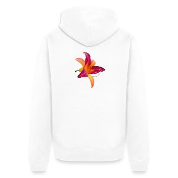 Hémérocalle tropicale - Fleur d’hémérocallis - Veste à capuche bio Premium Unisexe - blanc - Dos - Thijin (182cm)