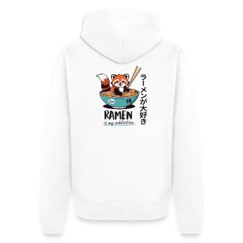 Süßer Roter Panda in Ramen-Schüssel - Unisex Premium Bio Zip Hoodie - Weiß - Hinten - Thijin (182cm)