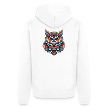 Eule - Unisex Premium Bio Zip Hoodie - Weiß - Hinten - Thijin (182cm)