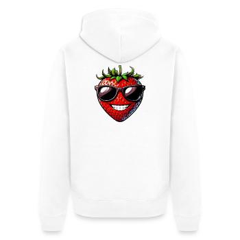 Erdbeere mit Sonnenbrille - Unisex Premium Bio Zip Hoodie - Weiß - Hinten - Thijin (182cm)