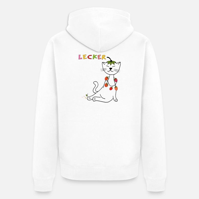 Erdbeeren Katze - Unisex Premium Bio Zip Hoodie - Weiß