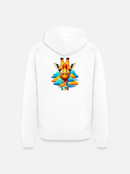 Giraffe mit Kopf in Wolkenwolken - Unisex Premium Bio Zip Hoodie - Weiß
