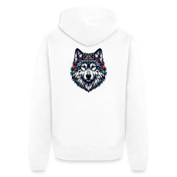 Wolf - Unisex Premium Organic Zip Hoodie - white - Back - Thijin (182cm)