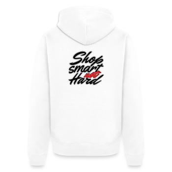 Shop smart not hard - Veste à capuche bio Premium Unisexe - blanc - Dos - Thijin (182cm)