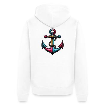 Ein Anker - Unisex Premium Bio Zip Hoodie - Weiß - Hinten - Thijin (182cm)