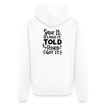Papa Sohn Tochter Kinder - Unisex Premium Bio Zip Hoodie - Weiß - Hinten - Thijin (182cm)