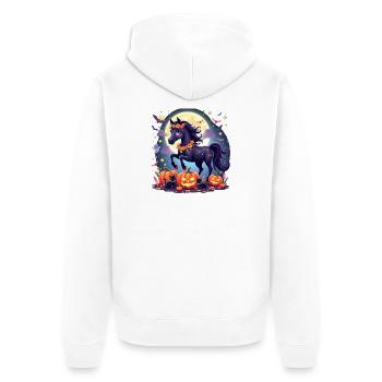 Magisches Halloween Pferd Mädchen Abenteuer - Unisex Premium Bio Zip Hoodie - Weiß - Hinten - Thijin (182cm)