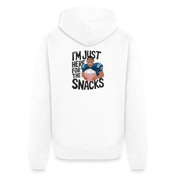 Football - Lustig Je suis juste là pour les collations - Veste à capuche bio Premium Unisexe - blanc - Dos - Thijin (182cm)