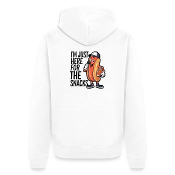 Football - Lustig Je suis juste là pour les collations - Veste à capuche bio Premium Unisexe - blanc - Dos - Thijin (182cm)