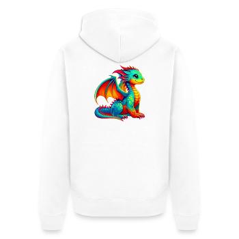 Dragon - Unisex Premium Organic Zip Hoodie - white - Back - Thijin (182cm)