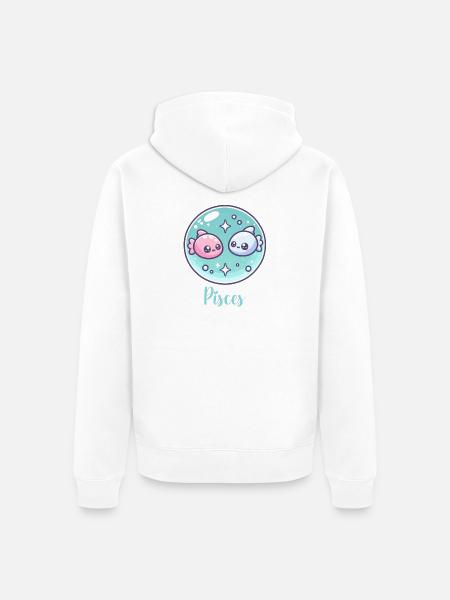 Süße Pisces Sternzeichen Astrologie Geschenk - Unisex Premium Bio Zip Hoodie - Weiß