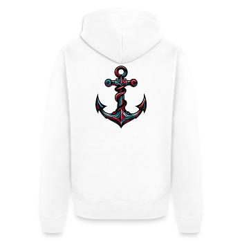 Ein Anker - Unisex Premium Bio Zip Hoodie - Weiß - Hinten - Thijin (182cm)