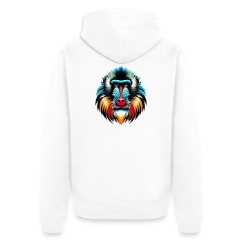Mandrill-Affe - Unisex Premium Bio Zip Hoodie - Weiß - Hinten - Thijin (182cm)