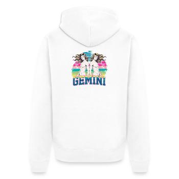 Gemini Horoscope Astrology Twins Sign Vintage. - Unisex Premium Organic Zip Hoodie - white - Back - Thijin (182cm)
