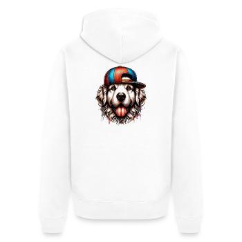 Hund - Unisex Premium Bio Zip Hoodie - Weiß - Hinten - Thijin (182cm)